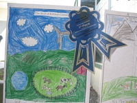 The Best of Kittitas County Coloring Contest Entry - Drawing of cows and horses in an enclosure