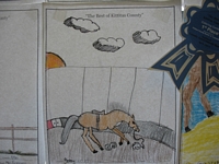 The Best of Kittitas County Coloring Contest Entry - Drawing of a horse with a saddle inside an enclosure