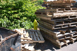 Fire hydrant is blocked by pallets