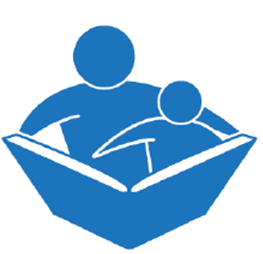 Illustration of adult and child reading together