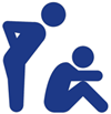 Icon of a person standing over and yelling at a person who is sitting