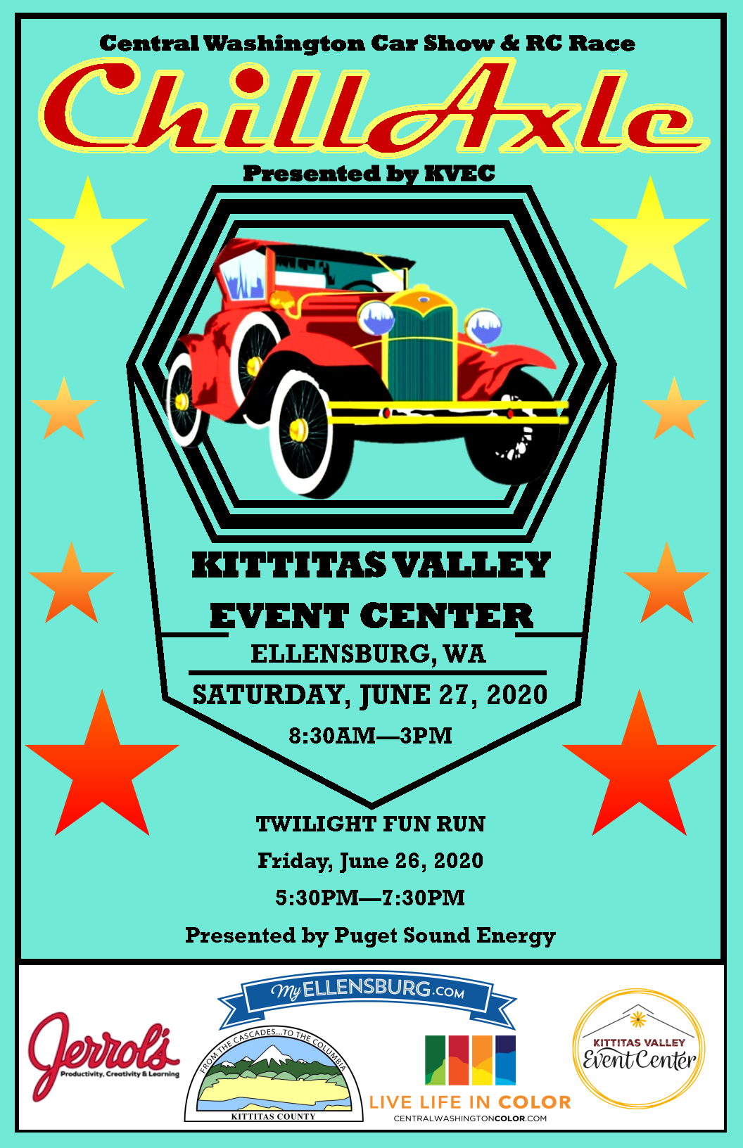 Chillaxle Poster, Central Washington Car Show and RC Car Race, June 29, 2019