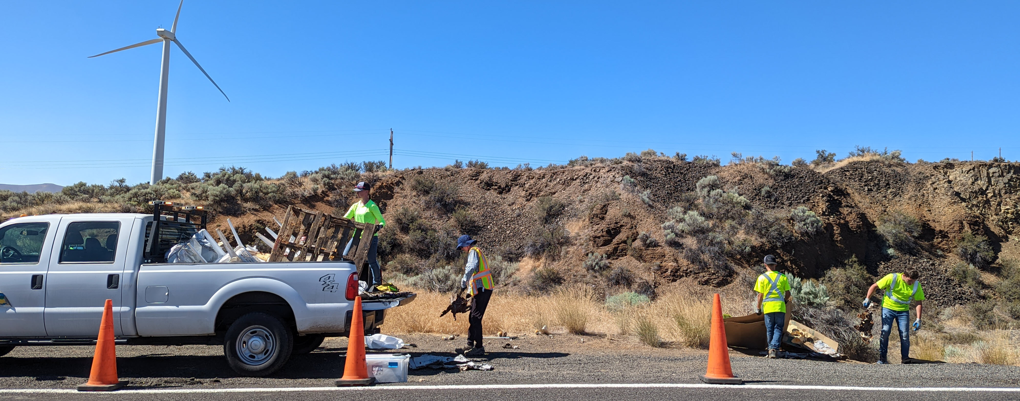 Litter Crew picking up garbage highway