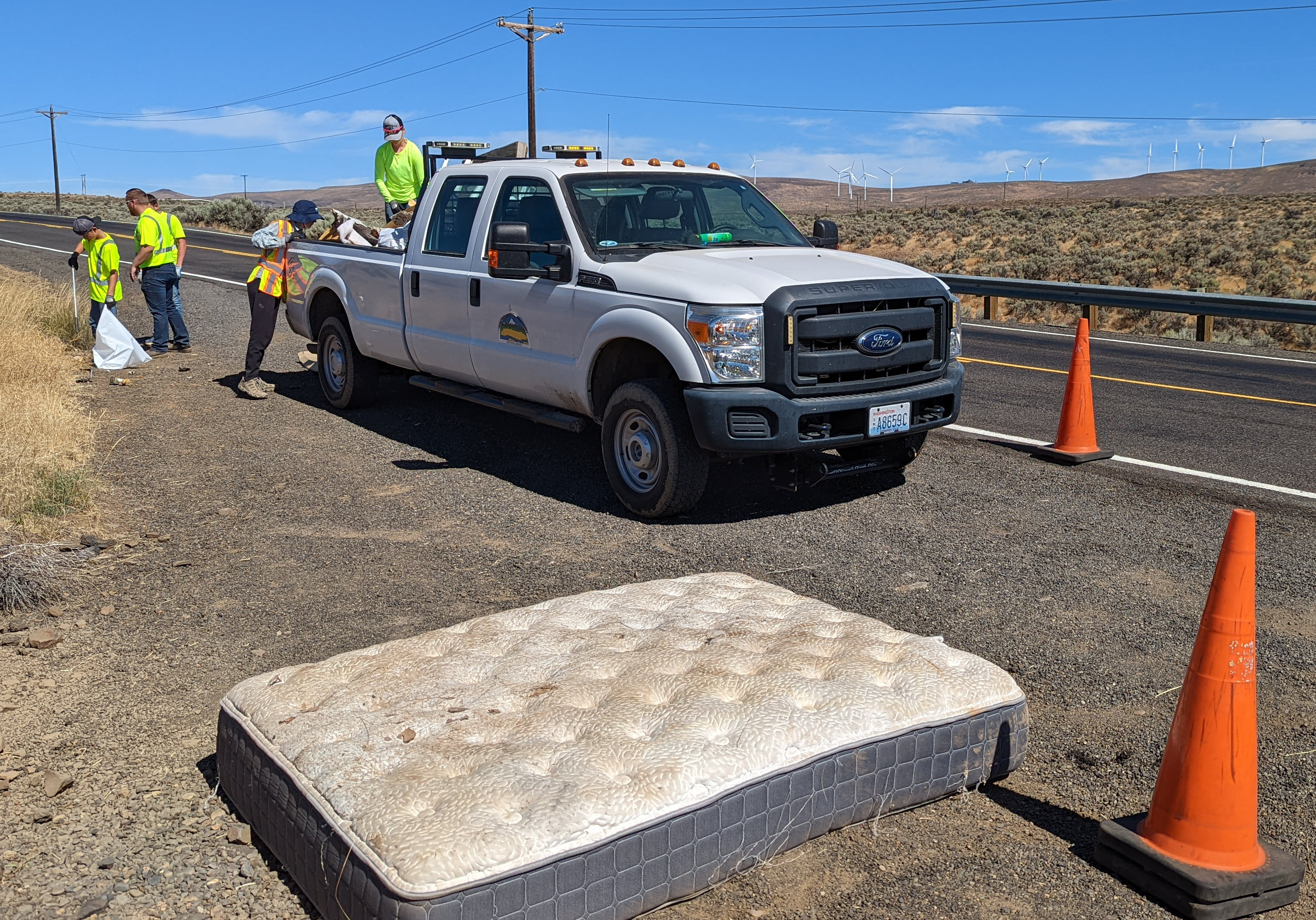 Litter Crew picking up garbage highway