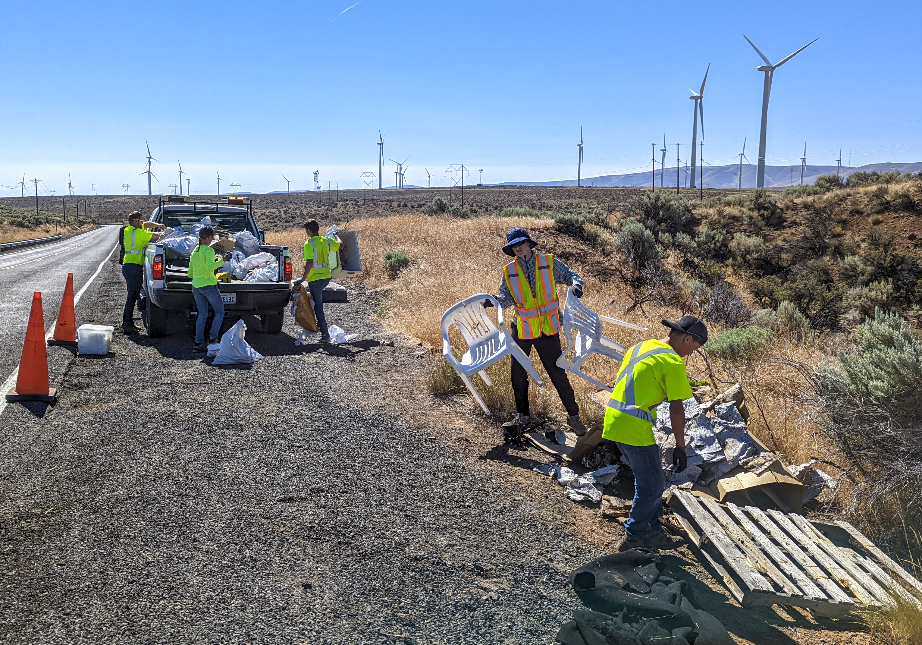 Litter Crew picking up garbage highway