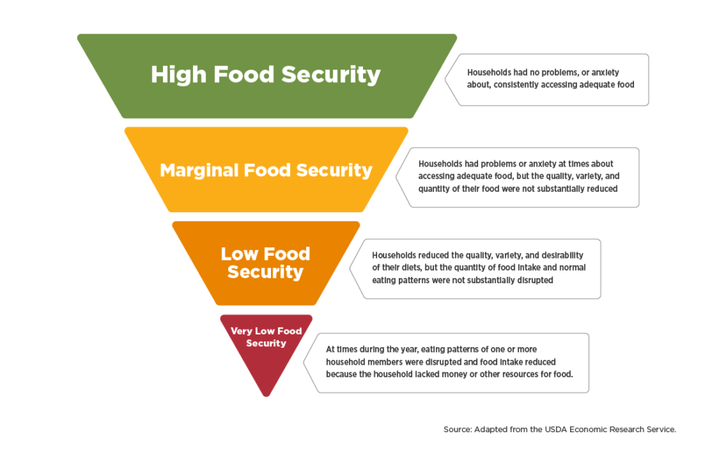 A pyramid graph, expressing the different levels of food security
